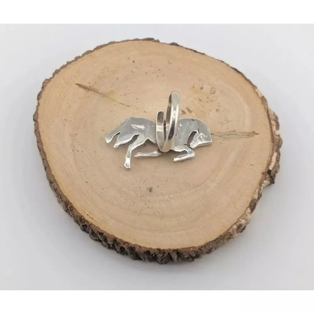 Navajo Sterling Silver Horse‎ Bypass Band Ring Native American Jewelry Sz 12US**